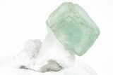 Green, Cubic Fluorite Crystals on Quartz - Inner Mongolia #216777-1